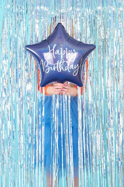 Happy Birthday Navy Blue Star Foil Balloon 18 in.