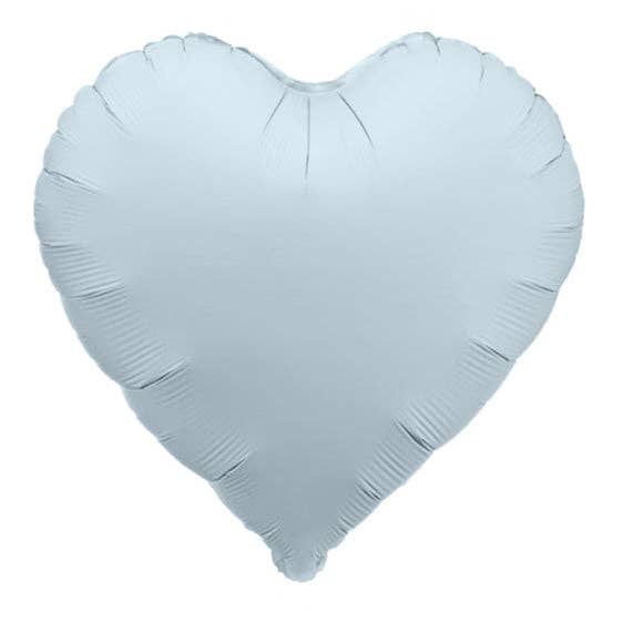 Solid Heart Shaped Foil Balloon Matte Misty Blue  - 18 in.